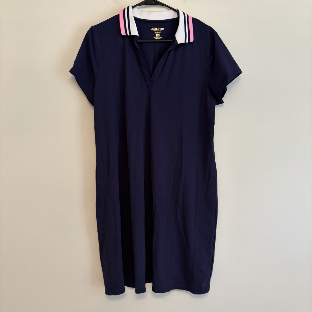 Lilly Pulitzer Luxletic XL Meryl Polo Dress Navy Athletic Tennis Golf Luxury